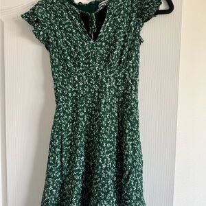 Reformation Dark Green Floral Mini Dress